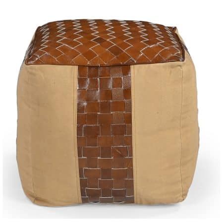 GENUINE LEATHER AND CANVAS OTTOMAN - Image 2