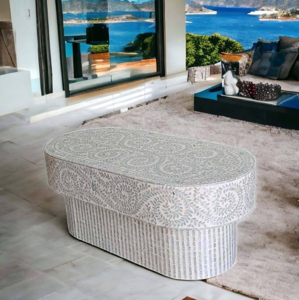 MOTHER OF PEARL SERENITY OVAL PEARL COFFEE TABLE - Image 2