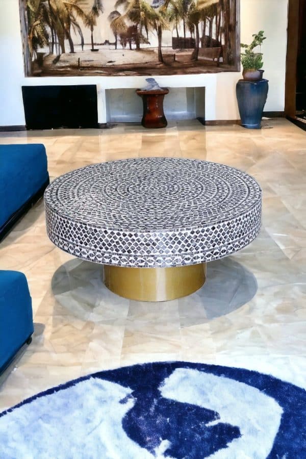 MOTHER OF PEARL OBSIDIAN LUXE COFFEE TABLE - Image 2
