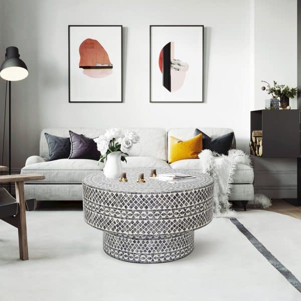 DIAMOND MOTHER OF PEARL COFFEE TABLE BLACK - Image 2