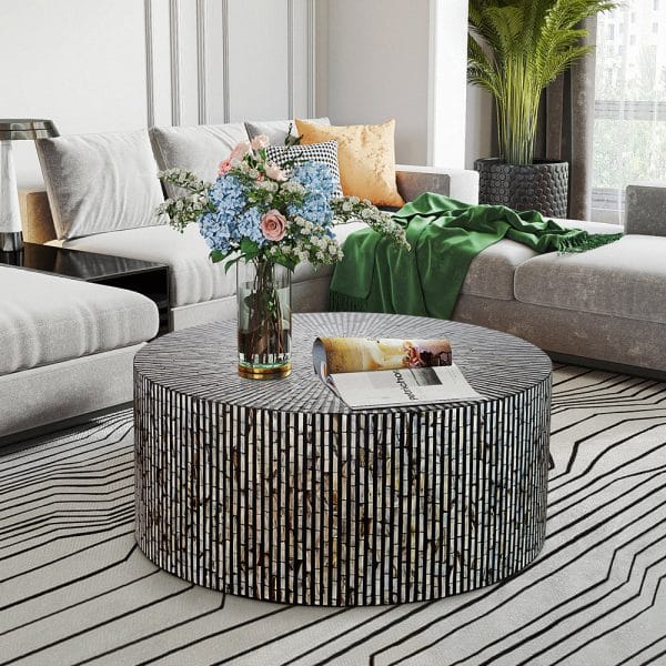 CORDELIA ROUND MOTHER OF PEARL COFFEE TABLE - Image 2