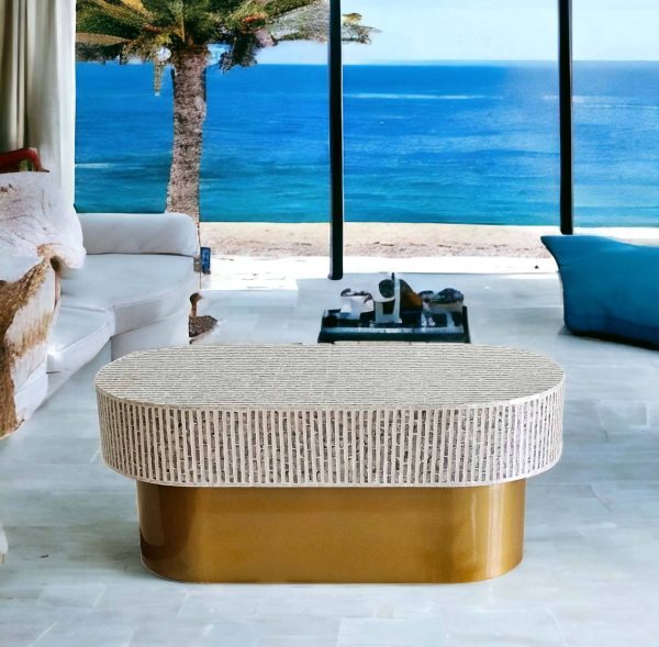 MOTHER OF PEARL OPULENT ELEGANCE OVAL COFFEE TABLE - Image 2