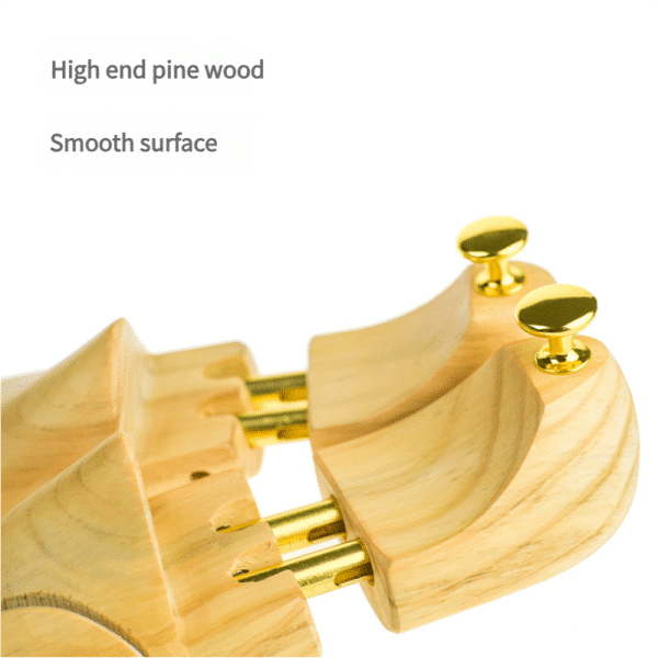 Adjustable Pine Wood Shoe Tree with Brass Knobs, Size EUR 45-46 - Image 2
