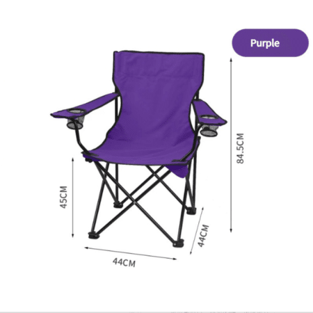 2pcs purple Portable Folding Camping Chair with Armrests and Cup Holder