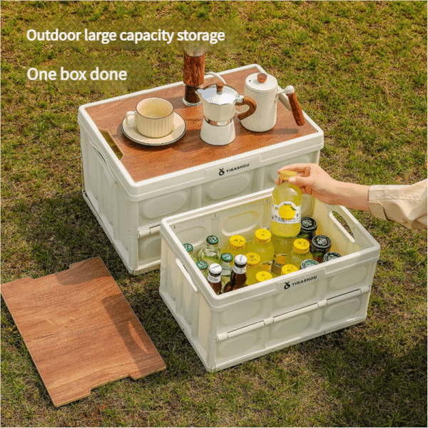 54 x 36 x 29 cm Collapsible White Outdoor Storage Box | Large Capacity, Foldable to 7 cm, Durable Design - Image 2