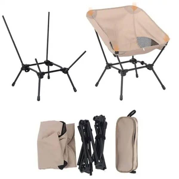 Black Portable Lightweight Folding Beach Chair - Compact Fishing Chair with Square Legs for Outdoor Use - Image 2
