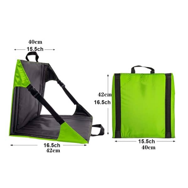 Green And Black Portable Outdoor Camping Seat Pad with Backrest, Foldable & Waterproof Concert Cushion, 600D Oxford Fabric, Ideal for Hiking & Picnics - Image 2