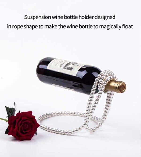 White Modern Floating Pearl Wine Bottle Holder - Elegant Home Decor, Unique Kitchen Accessory for Dining, Bar, and Living Room - Image 2