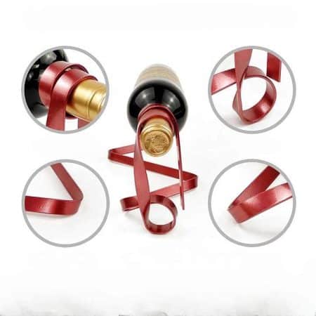 Gold Modern Ribbon Wine Bottle Holder - Creative Floating Wine Rack for Home and Bar Décor - Image 2