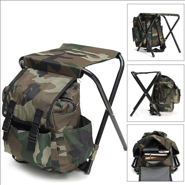 Camo Foldable Backpack Stool for Outdoor Camping, Fishing, and Hiking - Image 2
