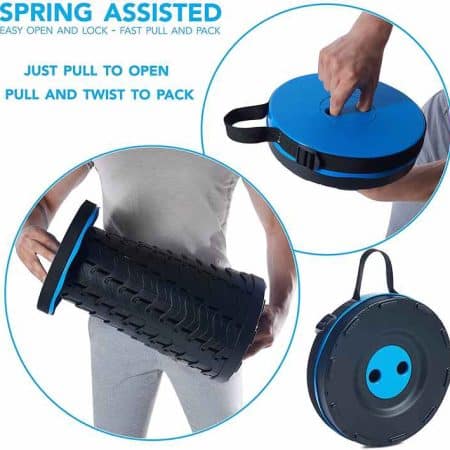 Black and Blue Splicing Color Portable Outdoor Telescopic Folding Stool with 100 Weight-Bearing Buckles, Lightweight and Compact Design, Perfect for Fishing, Camping, and Travel - Image 2