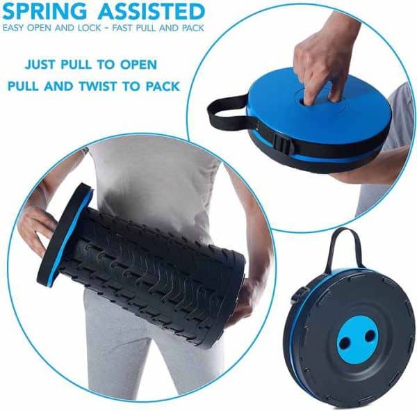 Rainbow Color Stitching Blue Portable Outdoor Telescopic Folding Stool with 100 Weight-Bearing Buckles, Lightweight and Compact Design, Perfect for Fishing, Camping, and Travel - Image 2