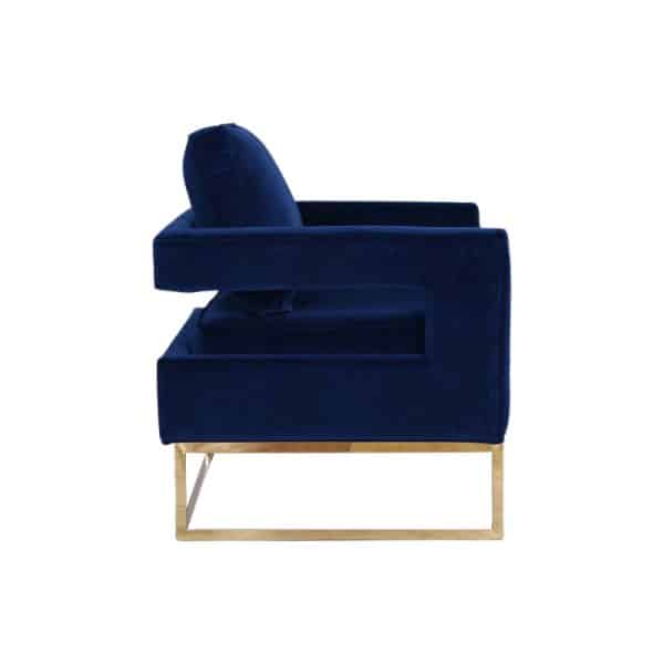Golden Framed Bottom Armed Accent Chair_Grey - Image 2