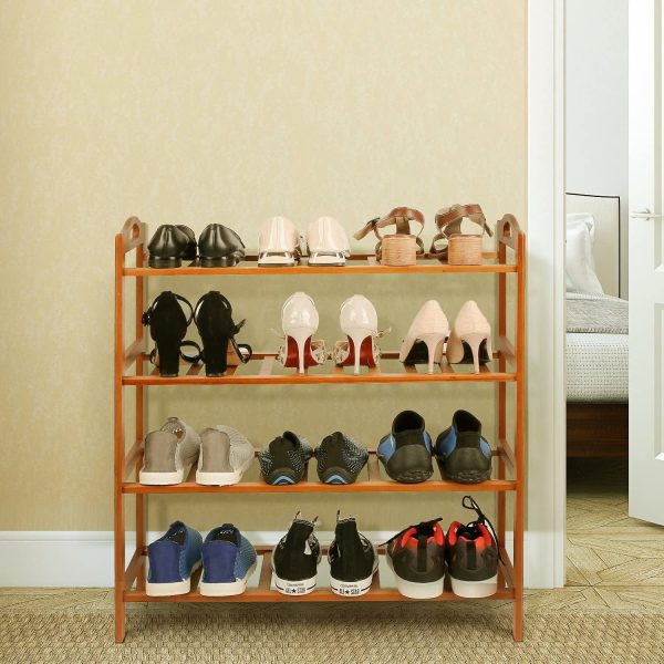Bamboo Storage Shoe Rack & Organiser 4 Tiers Layers - Image 2