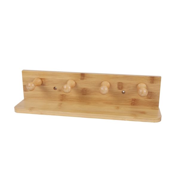 Bamboo Wall Hooks and Shelf - Image 2