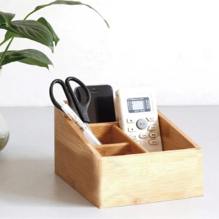 Bamboo Storage Box with 4 Slots - Image 2