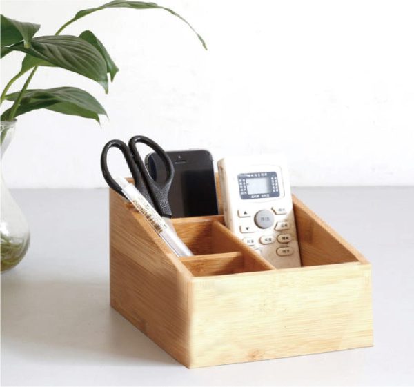 Bamboo Storage Box with 4 Slots - Image 2