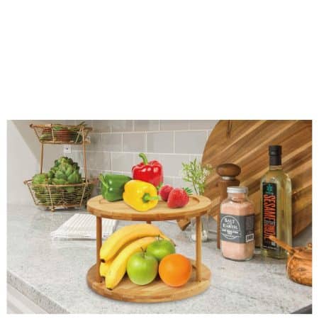 Bamboo Lazy Susan Turntable 2 Tiers - Image 2