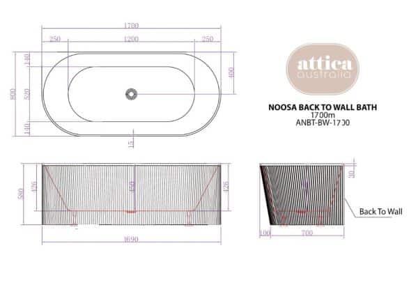 1500/1700*750/800*580mm INS OTTI Noosa Gloss/Matt White Oval Acrylic Freestanding Bathtub - Image 2