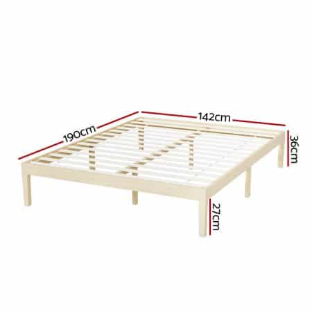 Artiss Bed Frame Double Size Wooden Base Mattress Platform Timber Pine BRUNO - Image 2