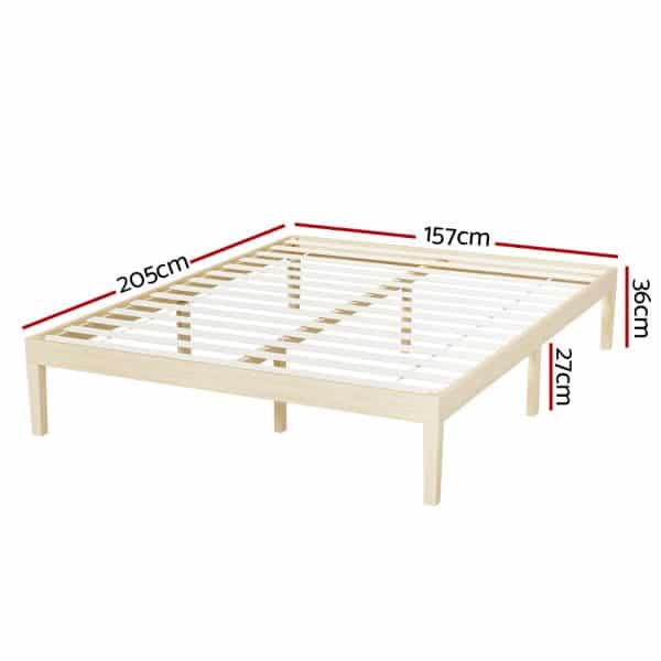 Artiss Bed Frame Queen Size Wooden Base Mattress Platform Timber Pine BRUNO - Image 2