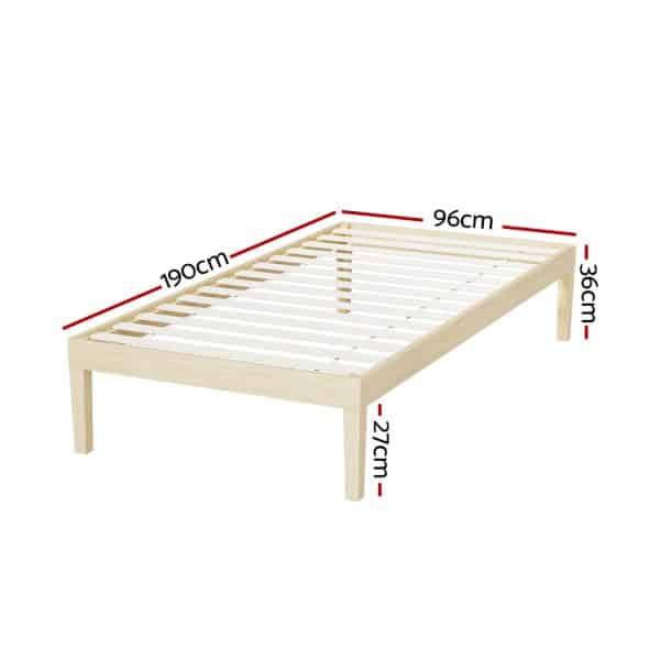Artiss Bed Frame Single Size Wooden Base Mattress Platform Timber Pine BRUNO - Image 2