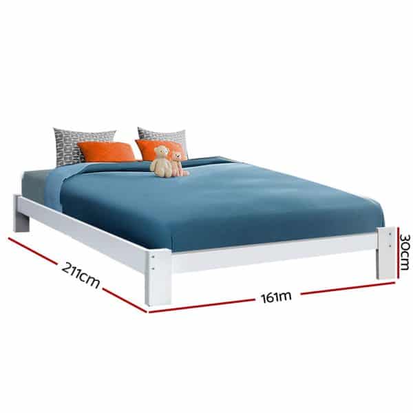 Artiss Bed Frame Queen Size Wooden White JADE - Image 2
