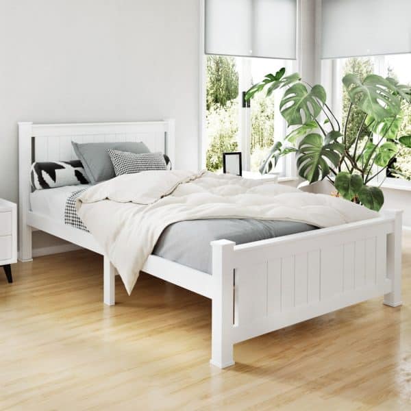 Artiss Bed Frame King Single Size Wooden White RIO - Image 2